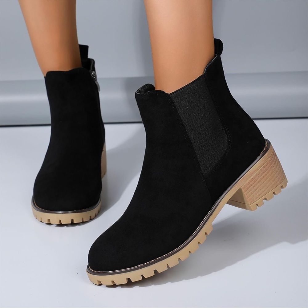 Amazon Black and Tan high Ankle Boots